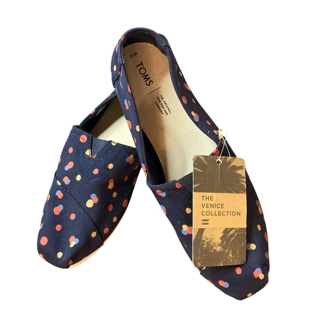 TOMS Navy Polka Dot Slip-Ons